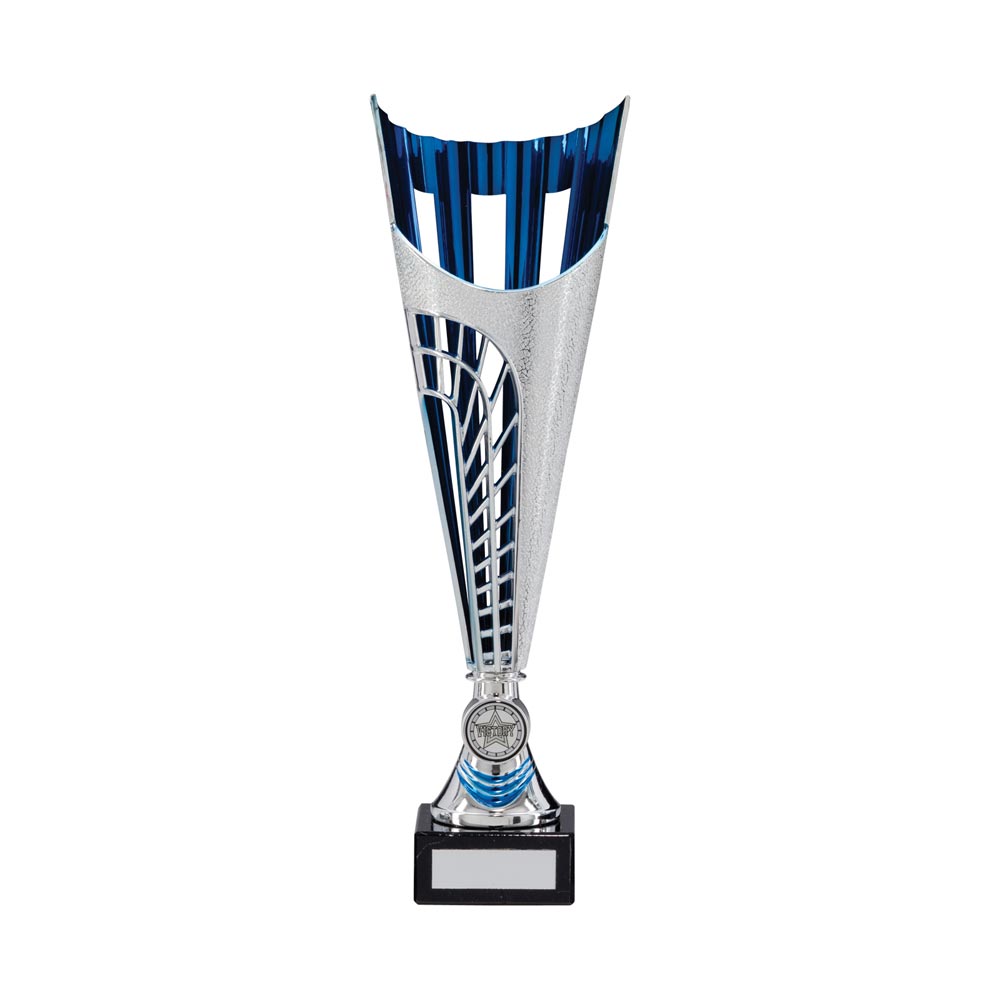 Garrison Plastic Laser Cut Trophy Cup - Silver & Blue