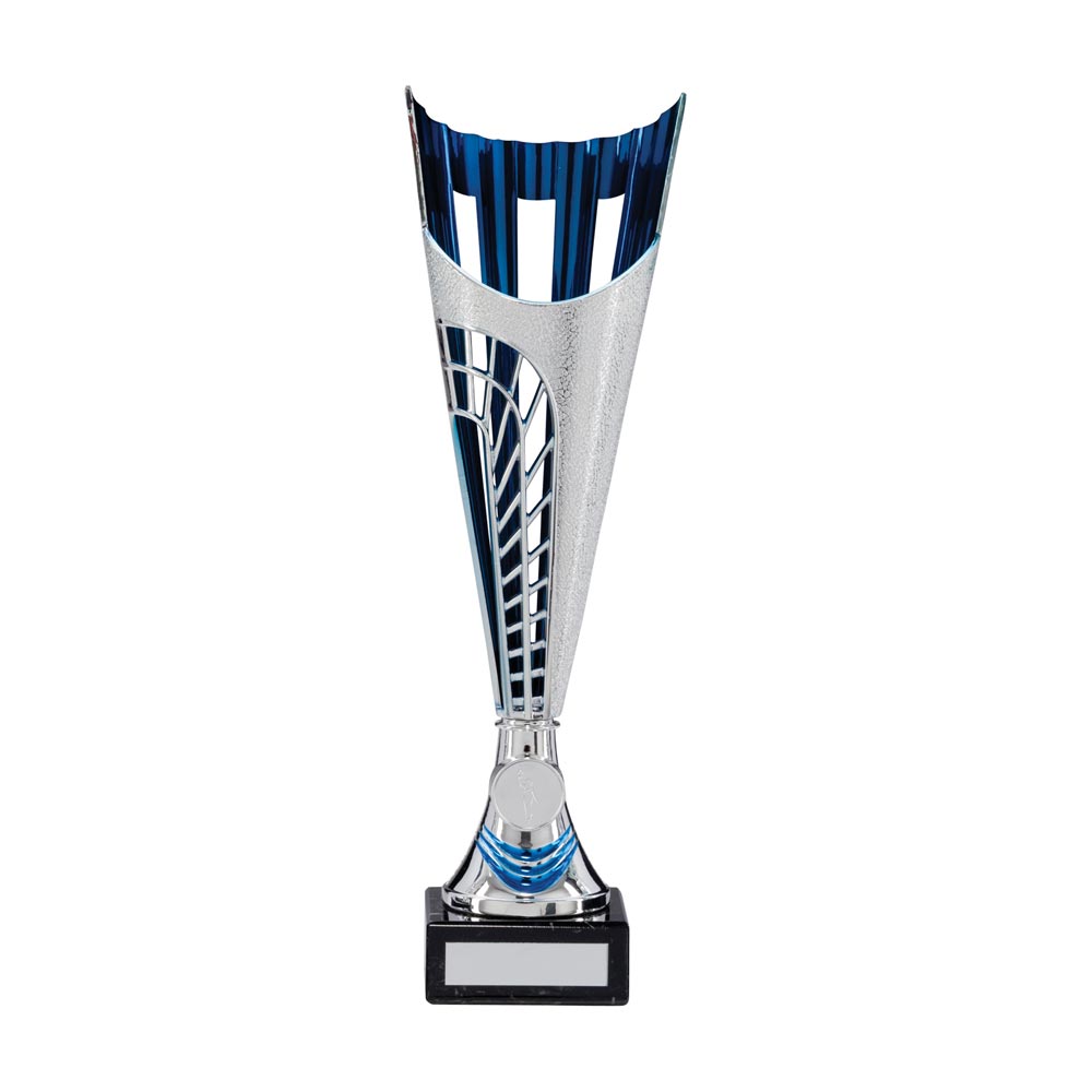Garrison Plastic Laser Cut Trophy Cup - Silver & Blue