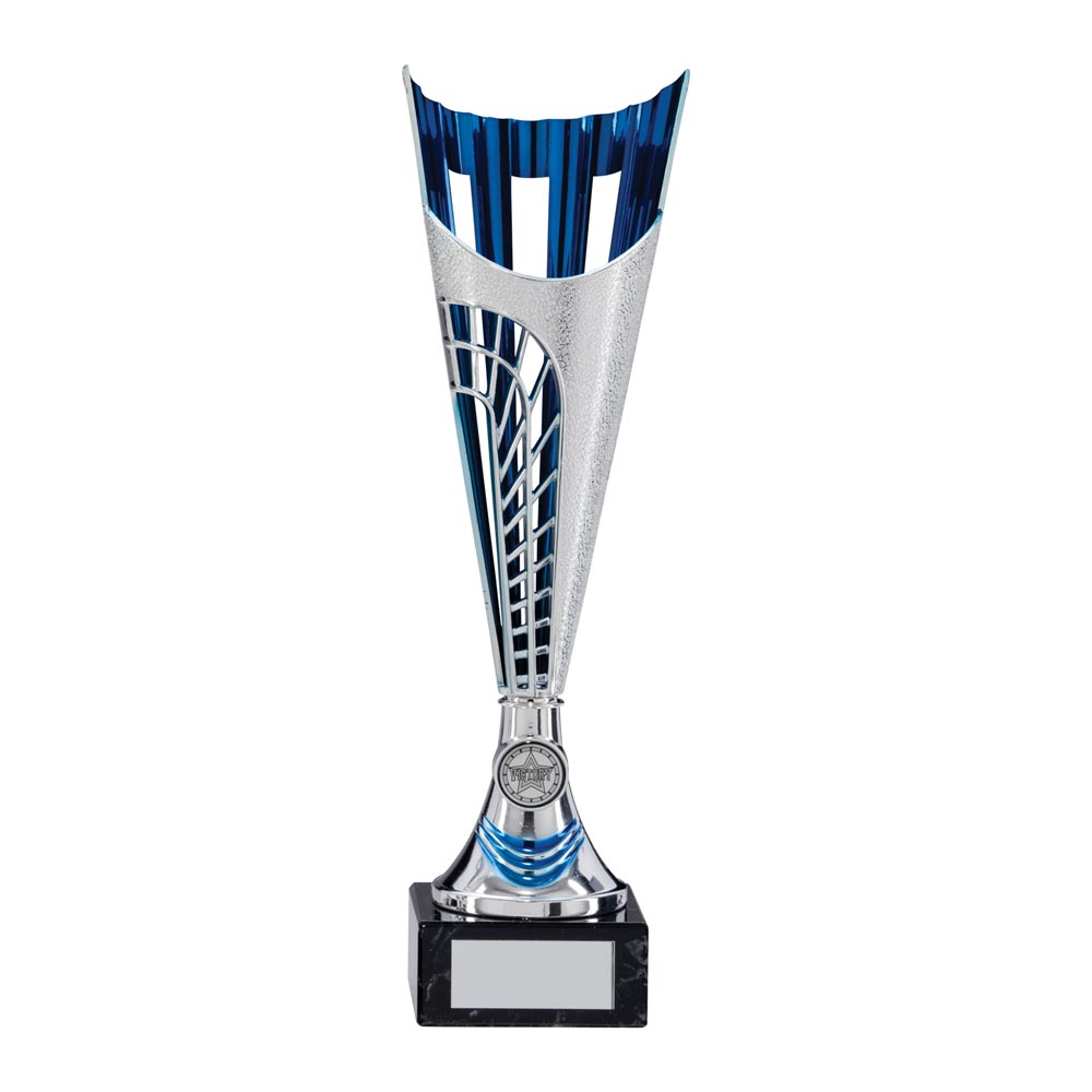 Garrison Plastic Laser Cut Trophy Cup - Silver & Blue