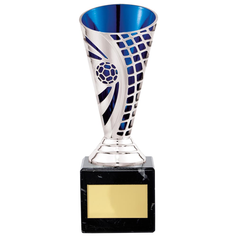Defender Football Trophy Cup (Silver & Blue)