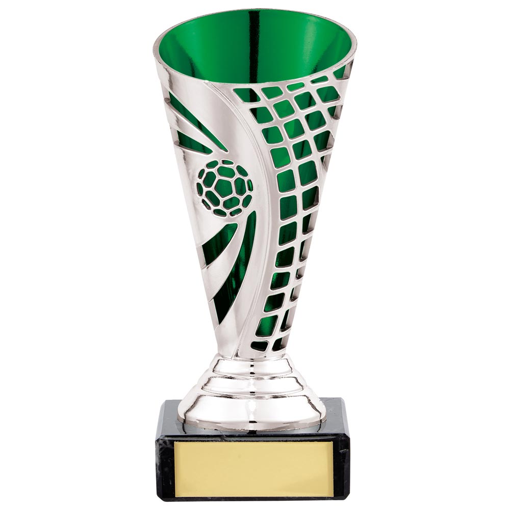 Defender Football Trophy Cup (Silver & Green)