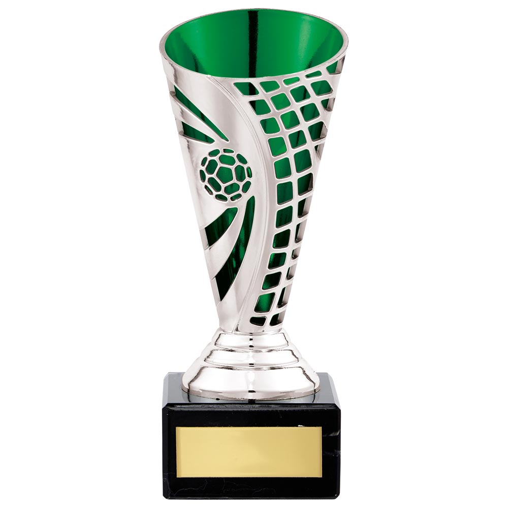 Defender Football Trophy Cup (Silver & Green)
