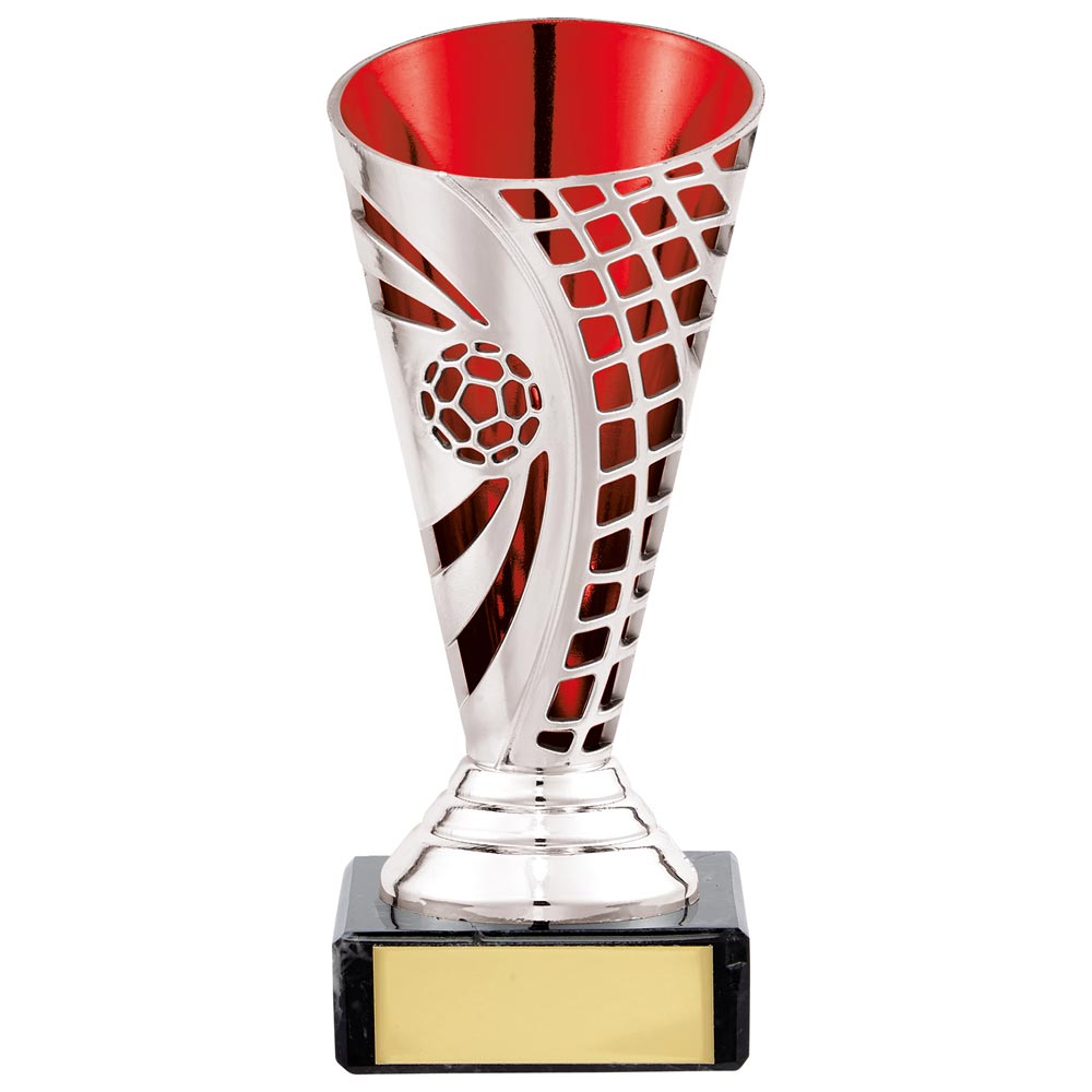 Defender Football Trophy Cup (Silver & Red)