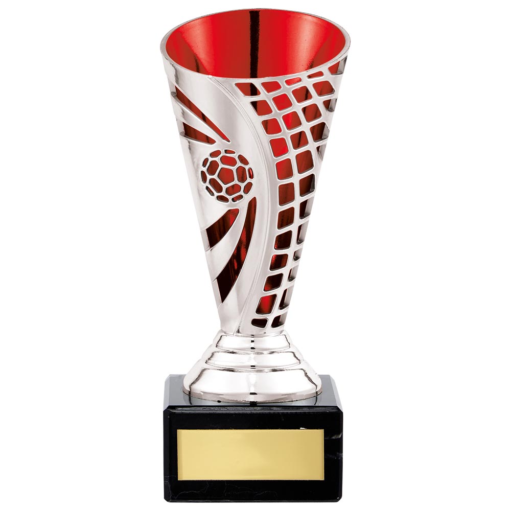 Defender Football Trophy Cup (Silver & Red)