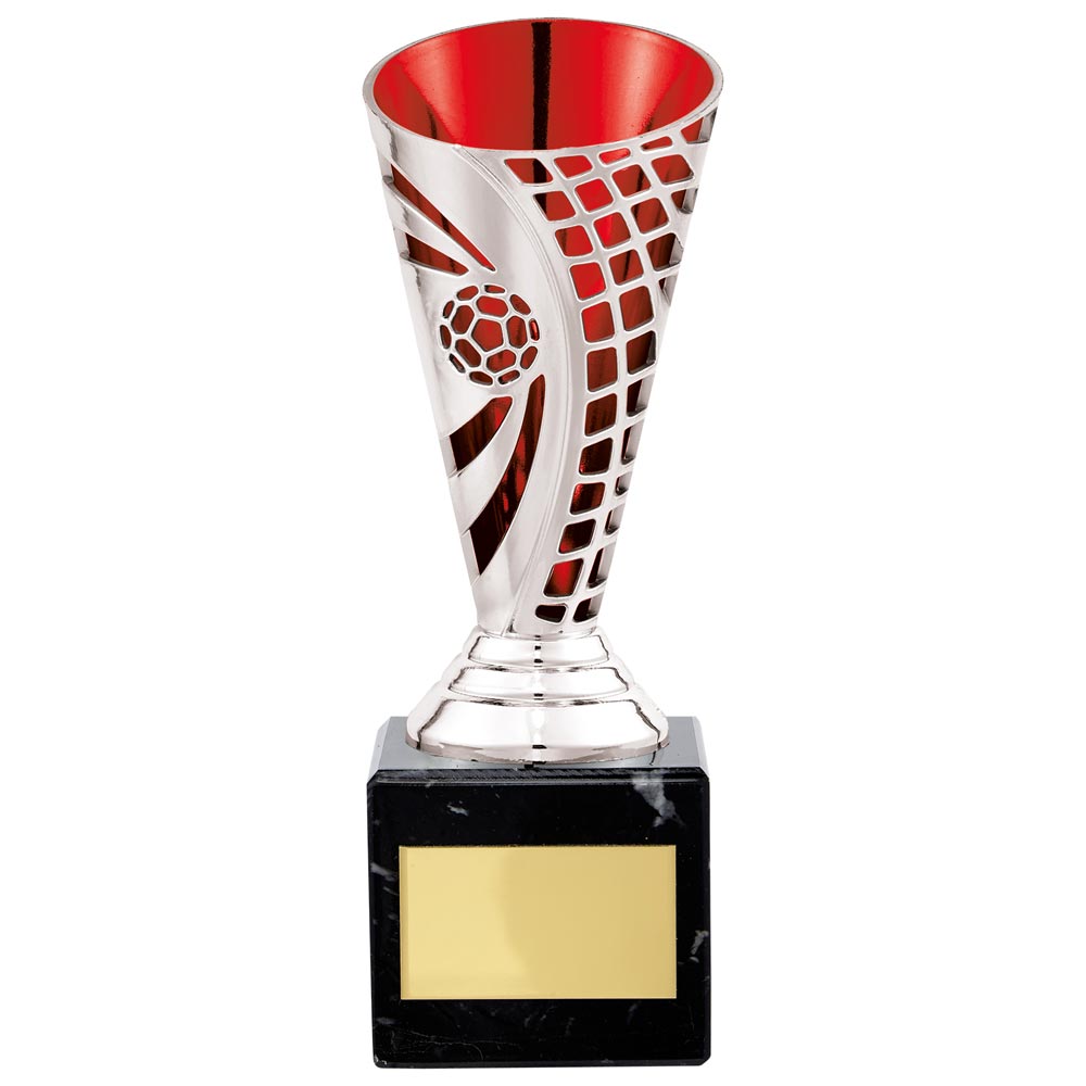 Defender Football Trophy Cup (Silver & Red)