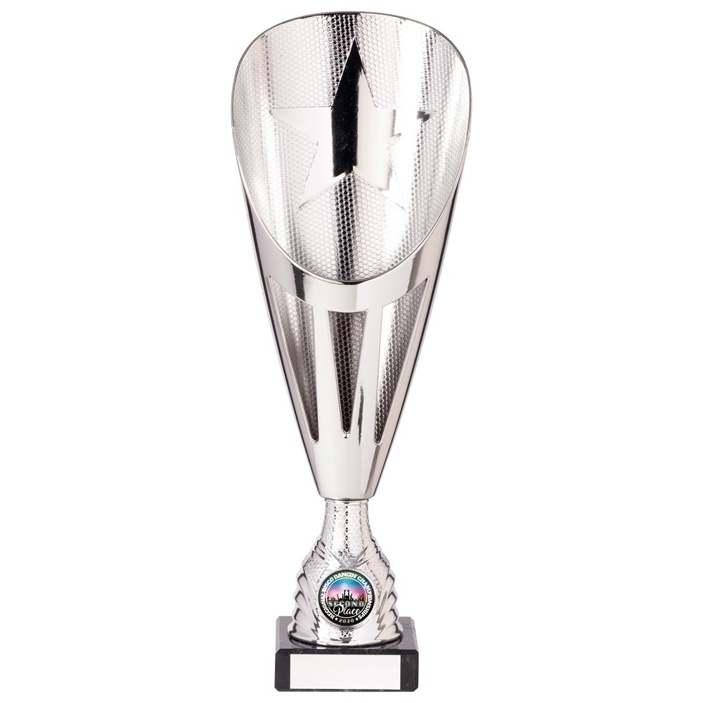 Rising Stars Plastic Laser Cut Trophy Cup - Silver