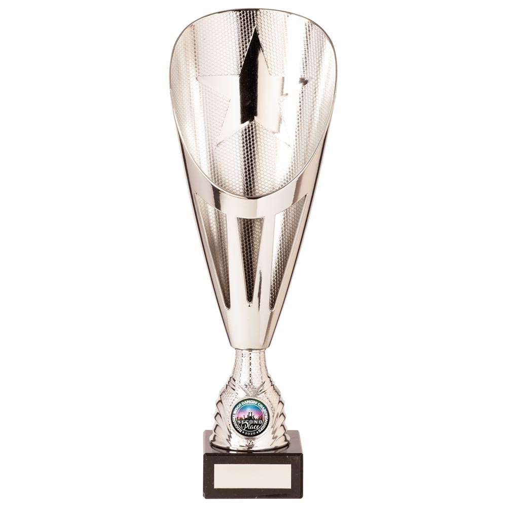 Rising Stars Plastic Laser Cut Trophy Cup - Silver