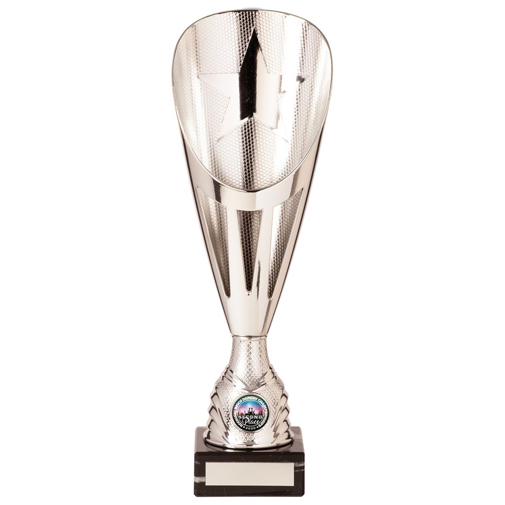 Rising Stars Plastic Laser Cut Trophy Cup - Silver