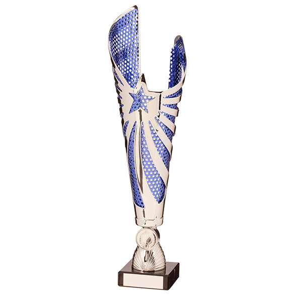 MegaStar Laser Cut Trophy Cup (Silver/Blue)