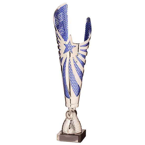 MegaStar Laser Cut Trophy Cup (Silver/Blue)