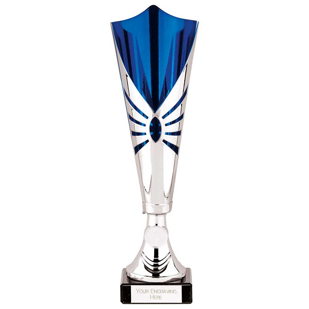 Trident Laser Cut Trophy Cup - Silver & Blue