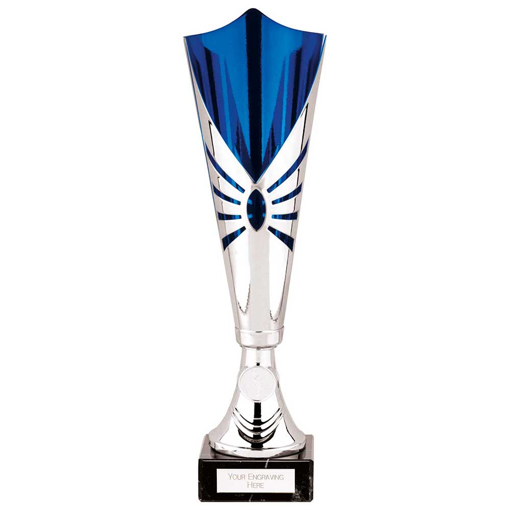 Trident Laser Cut Trophy Cup - Silver & Blue