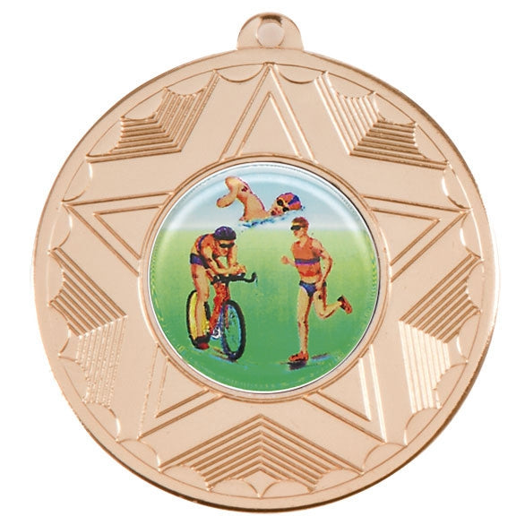 Triathlon Gold Star 50mm Medal