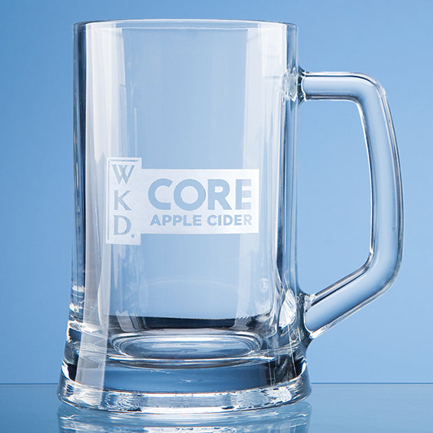 Large Straight Glass Engraved Tankard (1.17 Pint)