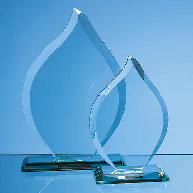 Engraved Jade Glass Flame Award