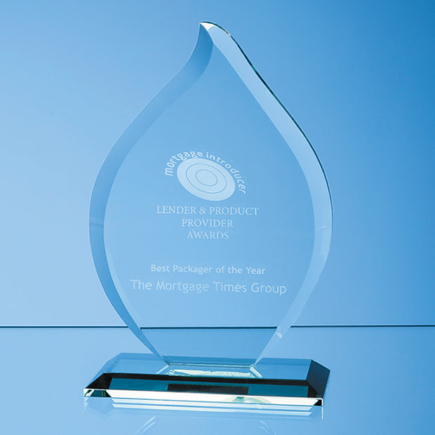 Engraved Jade Glass Flame Award