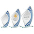 Jade Glass Award - Sail Plaque With Blue/Silver Highlights