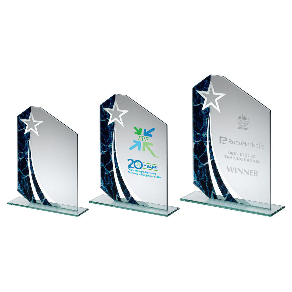 Personalised Glass Award with Star and Marble Design