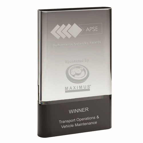 Personalised Glass Award - Plaque On Black Base