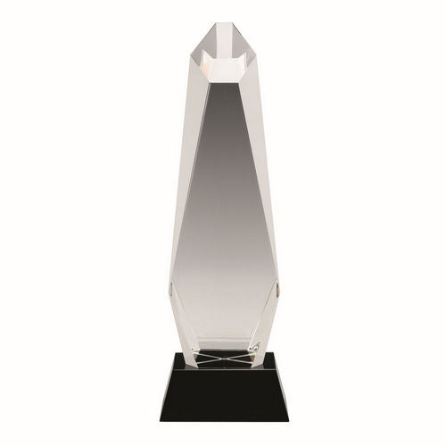 Clear Glass Hexagonal Column Trophy On Black Base