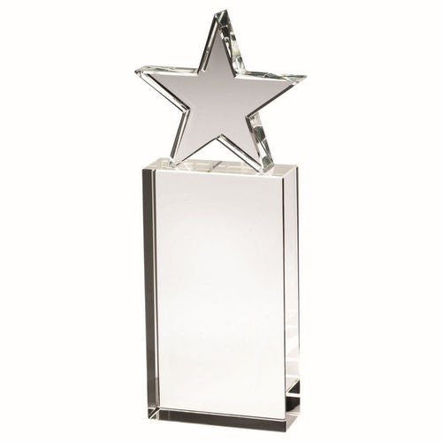 Clear Glass Block Award With Glass Star