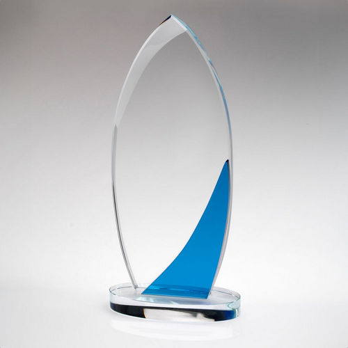 Engraved Curved Glass Trophy on Oval Base