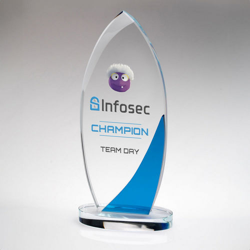 Engraved Curved Glass Trophy on Oval Base