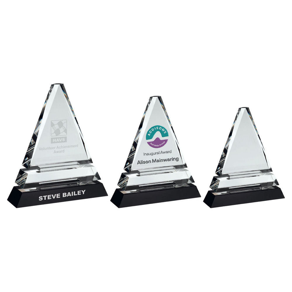 Glass Award - Pyramid On Black Base