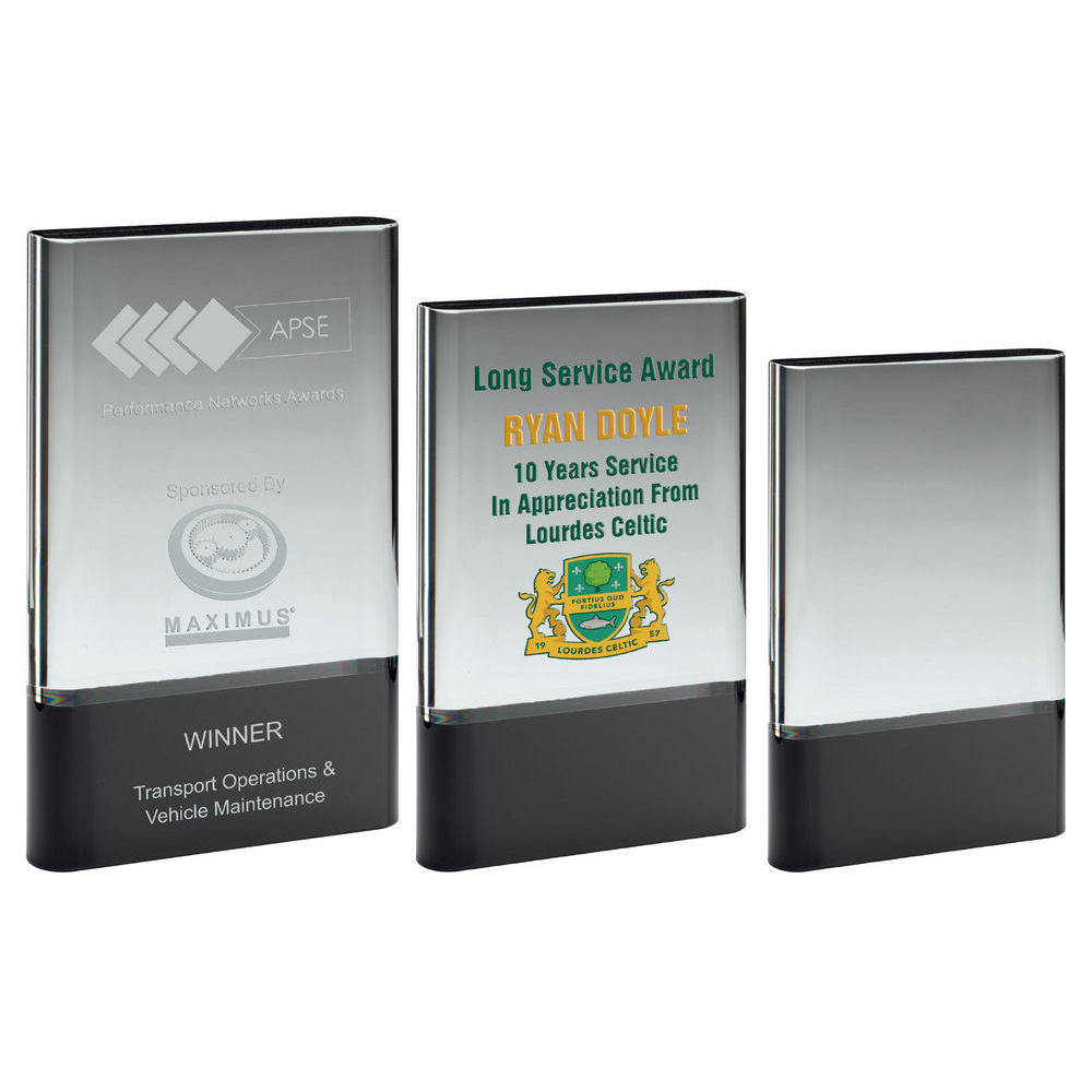 Personalised Glass Award - Plaque On Black Base