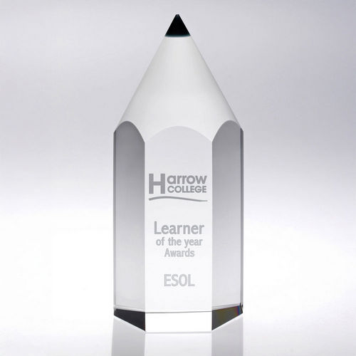 Personalised Glass Pencil Statue Award