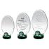 Engraved Clear Glass Award - Oval And Golf Ball With Green Highlights