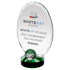 Engraved Clear Glass Award - Oval And Golf Ball With Green Highlights