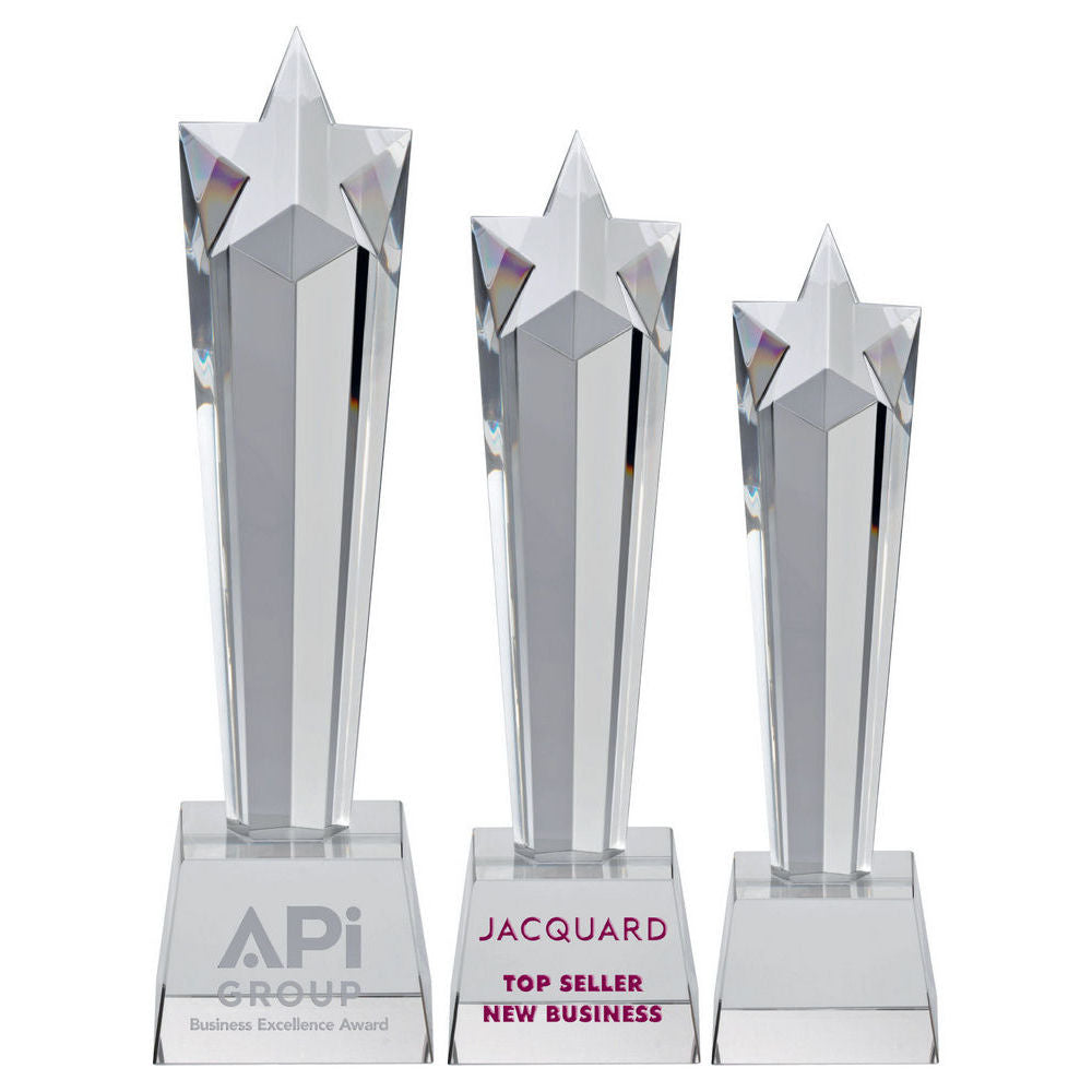 Personalised Glass Star Statue Award on Base