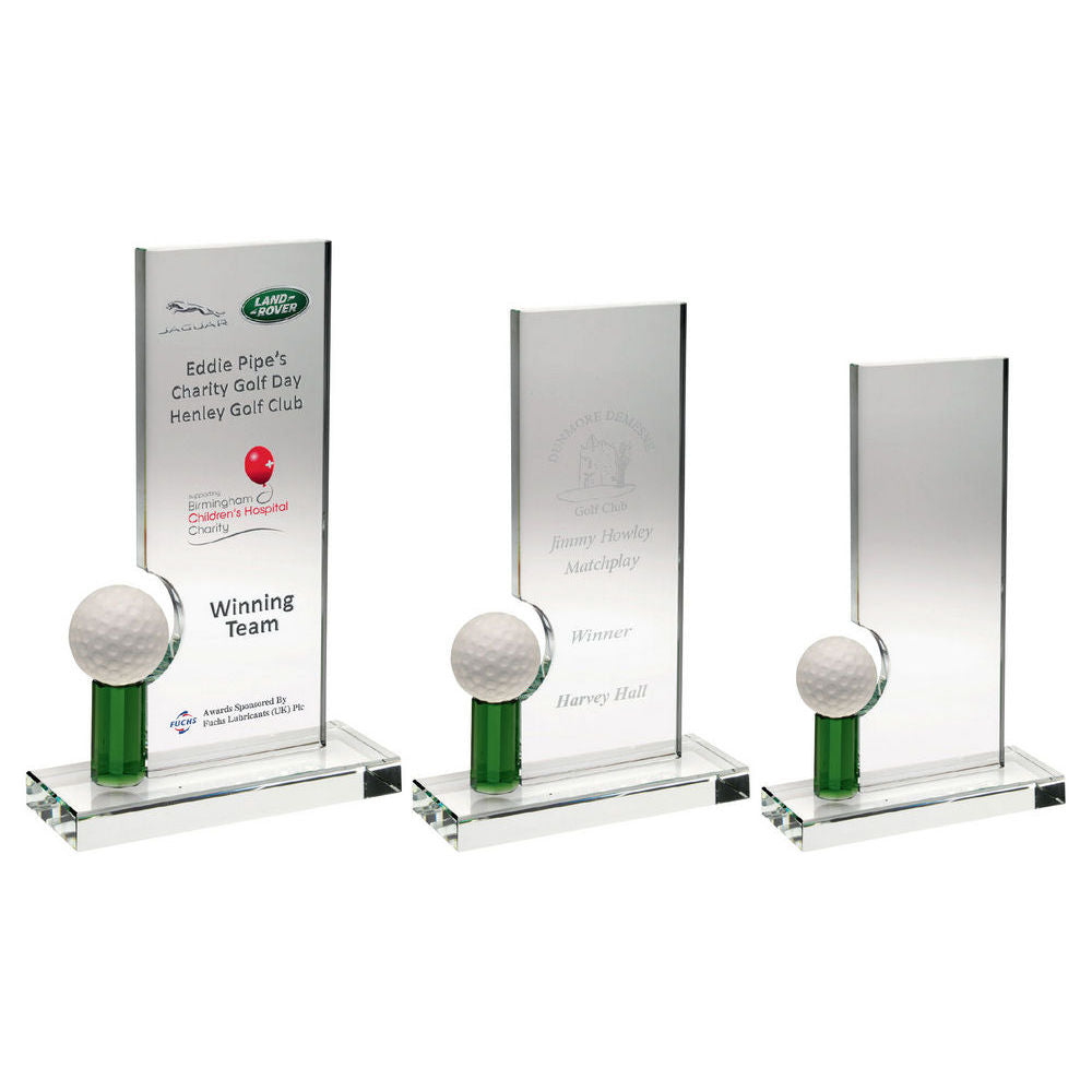 Clear/Green Glass Rectangle With Golf Ball