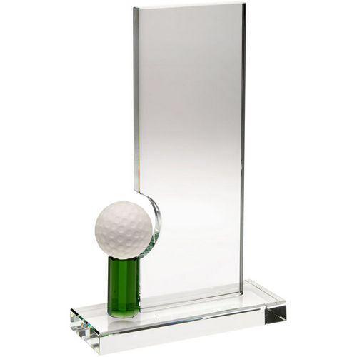 Clear/Green Glass Rectangle With Golf Ball