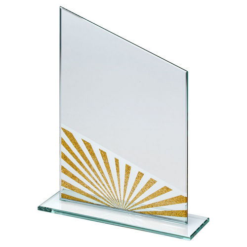 Jade Glass Plaque Award - Golden Rising Sun