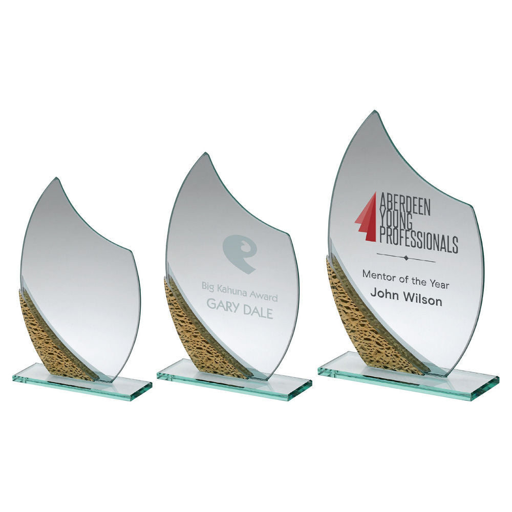 Glass Award with Gold Texture Pattern