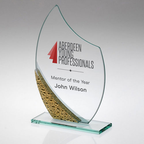 Glass Award with Gold Texture Pattern