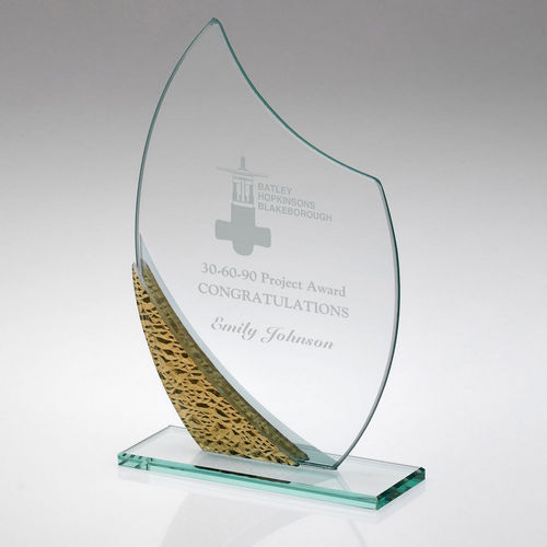 Glass Award with Gold Texture Pattern