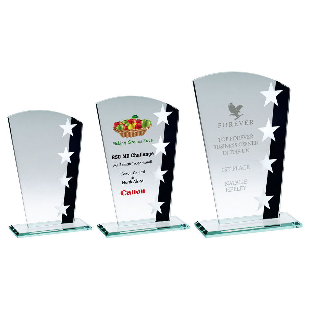 Jade Glass Star Shield Award Plaque