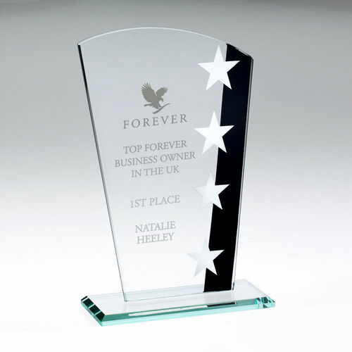 Jade Glass Star Shield Award Plaque