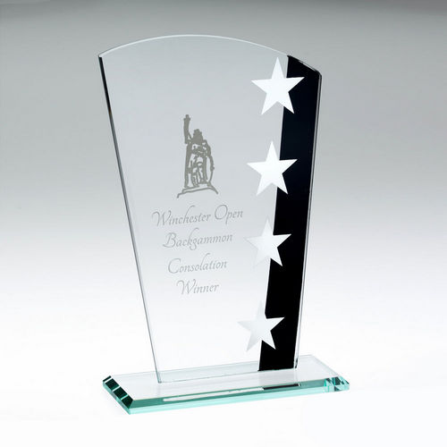 Jade Glass Star Shield Award Plaque