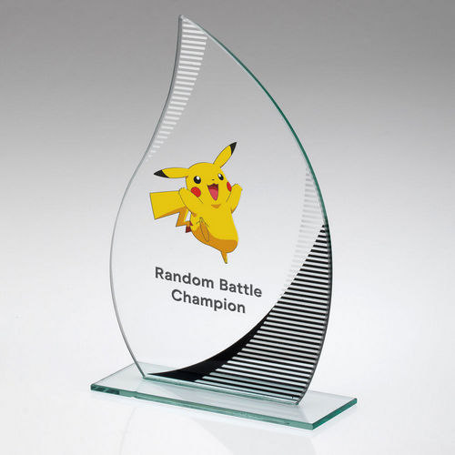 Glass Flame Award with Silver Line Pattern