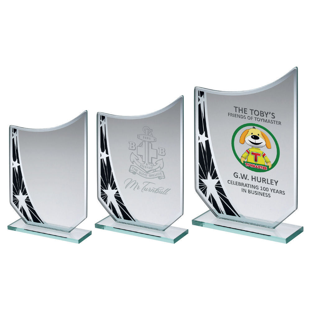 Glass Shield Award with Silver Star Print