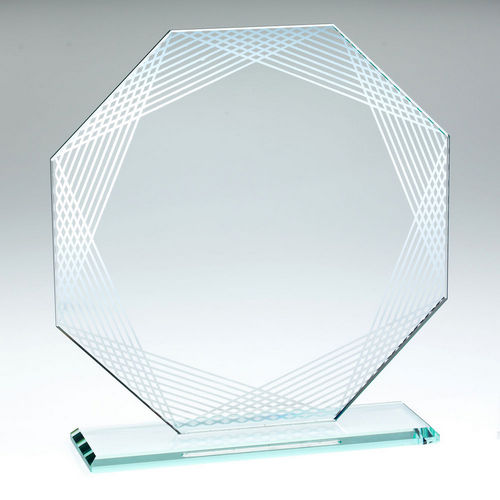 Jade Glass Octagon Award with Silver Edges