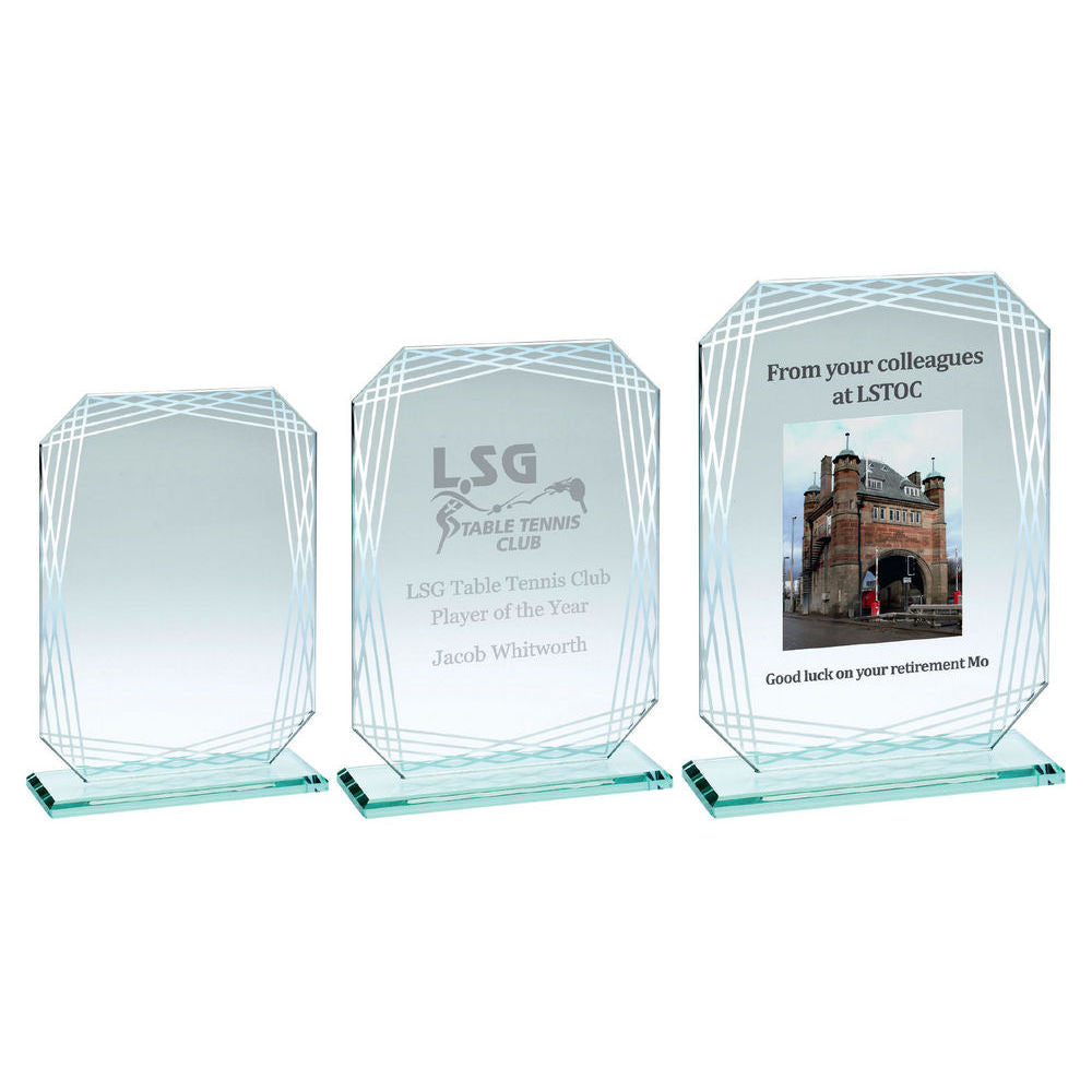 Jade Glass Award - Rectangle With Silver-Lined Print