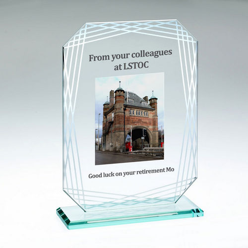 Jade Glass Award - Rectangle With Silver-Lined Print