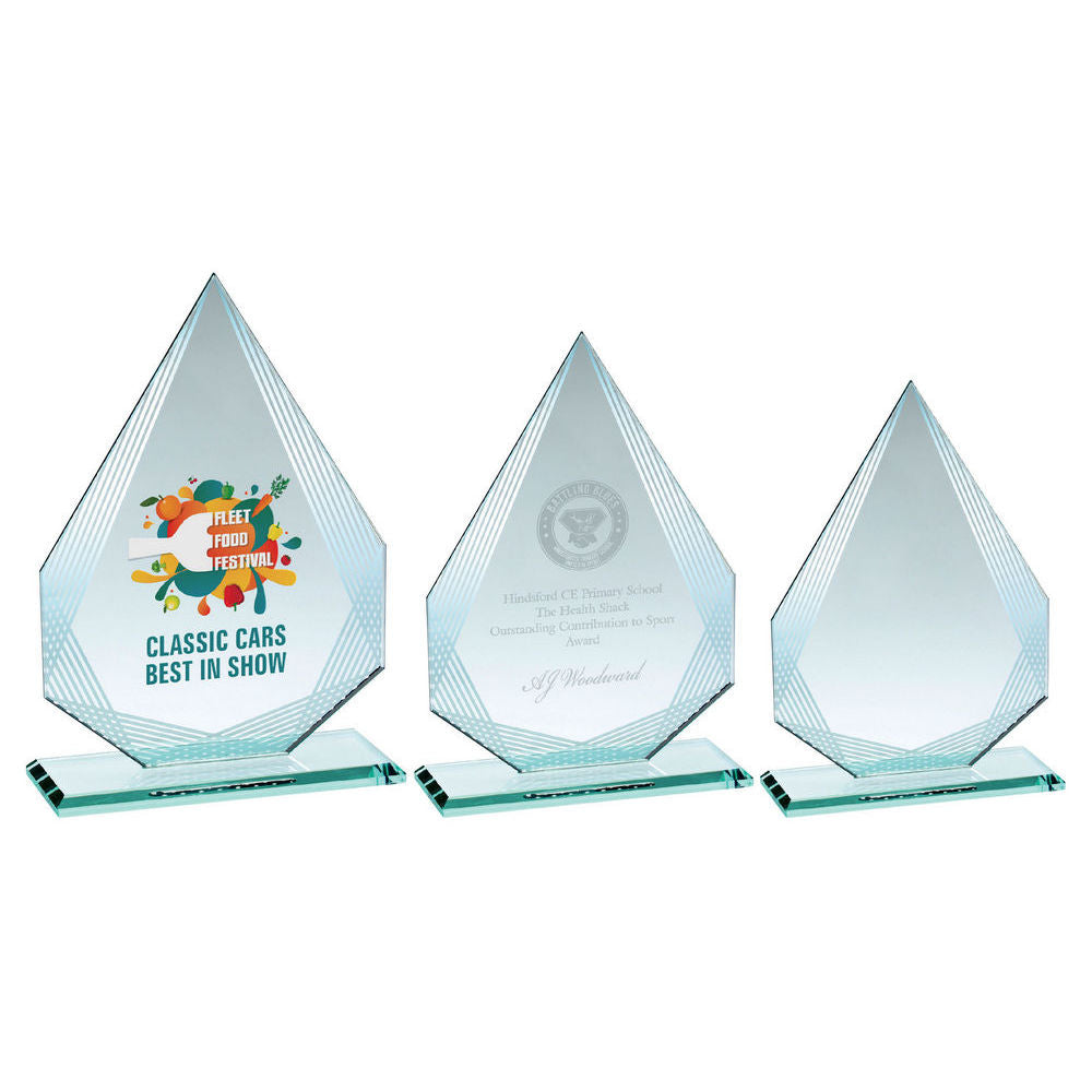 Jade Glass Award - Diamond With Silver-Lined Print