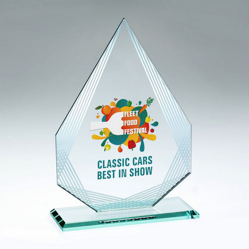 Jade Glass Award - Diamond With Silver-Lined Print