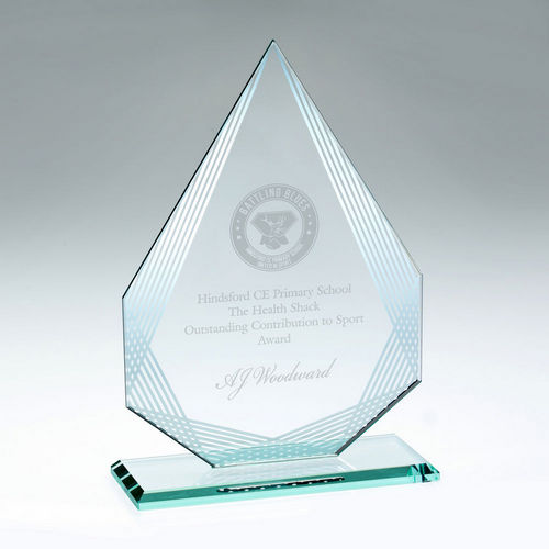 Jade Glass Award - Diamond With Silver-Lined Print